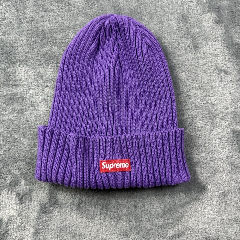Supreme Box logo  Beanie Ribbed Overdyed Purple One Size